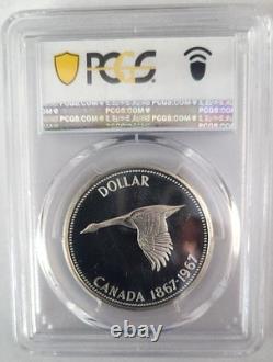 1967 Canada Proof-like Cameo Silver Dollar Pl66cam Pcgs Partial Diving Goose