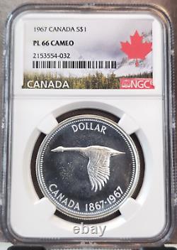 1967 Canada Silver 1 Dollar Canadian Goose Ngc Pl 66 Cameo Frosty Gem Proof Like