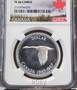 1967 Canada Silver 1 Dollar Canadian Goose Ngc Pl 66 Cameo Frosty Gem Proof Like