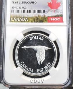 1967 Canada Silver 1 Dollar Goose Ngc Pl 67 Ultra Cameo Extremely Rare Frosty