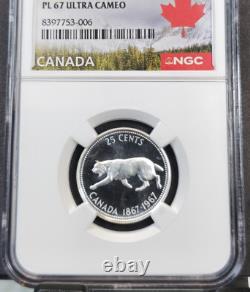 1967 Canada Silver 25 Cents Lynx Ngc Pl 67 Ultra Cameo Rare Gem Proof Like