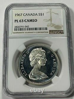 1967 Canada Silver Dollar Ngc Pl 63 Cameo Nice Proof Like Bu Unc Elegant(mr)