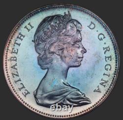 1967 Canada Silver Dollar PCGS PL64 Proof Blue Color Toned Goose Great Toning