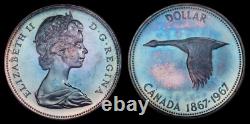 1967 Canada Silver Dollar PCGS PL64 Proof Blue Color Toned Goose Great Toning