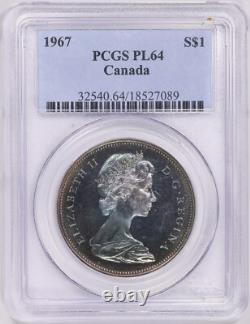 1967 Canada Silver Dollar PCGS PL64 Proof Blue Color Toned Goose Great Toning