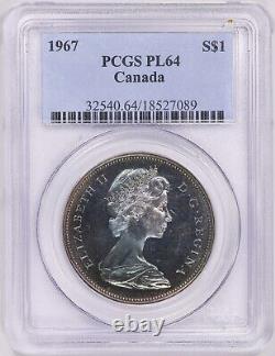 1967 Canada Silver Dollar PCGS PL64 Proof Blue Color Toned Goose Great Toning