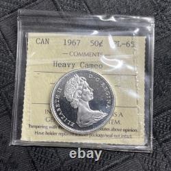 1967 SILVER CANADA PROOF-LIKE 50 CENTS COIN ICCS PL65 Heavy Cameo