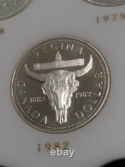 1971-84 14 Canada Canadian Commemorative Silver Dollars Capital Plastics Holder