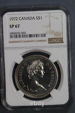 1972 $1 Canada Silver Dollar Ngc Sp 67 Specimen Proof Color Toned Canoe