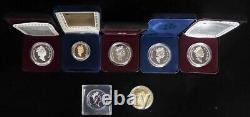 1972 2000 (5) Canada Silver Dollar Proof Coins + 2 Gold Toned Collection