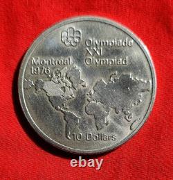 1973 CANADA Elizabeth II Olympics Montreal World Map PROOF Silver 10 Coin