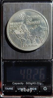 1973 CANADA Elizabeth II Olympics Montreal World Map PROOF Silver 10 Coin
