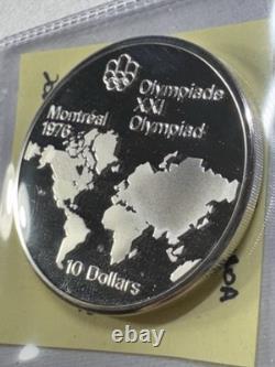 1973 Canada $10 Silver Proof Olympic World Map