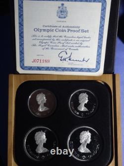 1973 Canada Montreal Olympics 4 Coin Olympic Silver. 925 Silver Proof 4.32 ASW