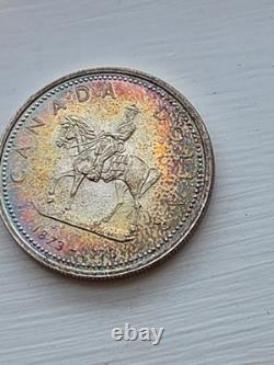 1973 Canada RCMP Centennial Proof Dollar Insane Rainbow Toned Gem