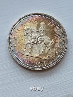 1973 Canada RCMP Centennial Proof Dollar Insane Rainbow Toned Gem