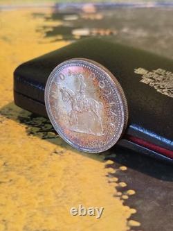 1973 Canada RCMP Centennial Proof Dollar Insane Rainbow Toned Gem