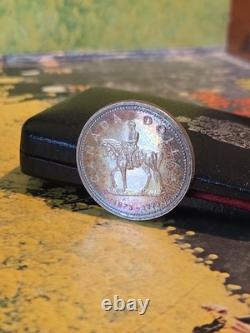 1973 Canada RCMP Centennial Proof Dollar Insane Rainbow Toned Gem