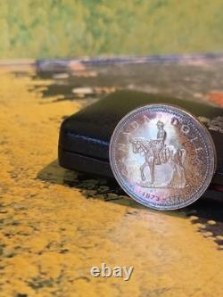 1973 Canada RCMP Centennial Proof Dollar Insane Rainbow Toned Gem
