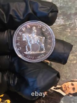 1973 Canada RCMP Centennial Proof Dollar Insane Rainbow Toned Gem