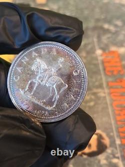 1973 Canada RCMP Centennial Proof Dollar Insane Rainbow Toned Gem