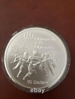 1974 CANADA Elizabeth II Olympic Montreal Lacrosse Proof Silver $10 Coin