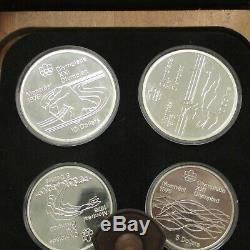 1974 Canada Olympic Silver Proof Coin Set $10 $5 Box And Papers 7 4 Coins Set