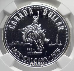 1975 CANADA UK Queen Elizabeth II Calgary 100Y Proof-like Silver Coin NGC i79865