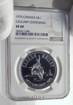 1975 CANADA UK Queen Elizabeth II Calgary 100Y Proof-like Silver Coin NGC i79865