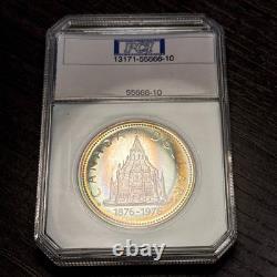 1976 $1 Canada Library Silver Proof Dollar, Old PCI Holder, Rainbow Target Toned
