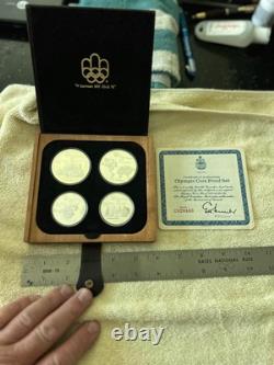 1976 Canada Montreal Olympic 4 Piece Silver Proof Coin Set With Case & COA