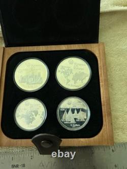 1976 Canada Montreal Olympic 4 Piece Silver Proof Coin Set With Case & COA