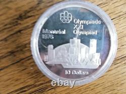 1976 Canada Montreal Olympic 4 Piece Silver Proof Coin Set With Case & COA
