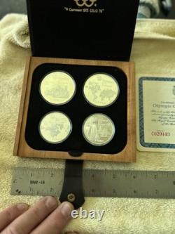 1976 Canada Montreal Olympic 4 Piece Silver Proof Coin Set With Case & COA
