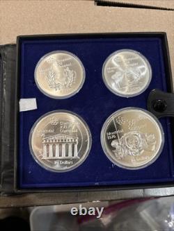 1976 Canada Montreal Olympic 4 Piece Silver Proof Coin Set With Case & COA