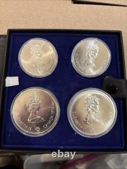 1976 Canada Montreal Olympic 4 Piece Silver Proof Coin Set With Case & COA