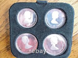 1976 Canada Montreal Olympic 4 Piece Silver Proof Coin Set With Case & COA
