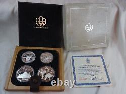 1976 Canada Montreal Olympic Silver Proof Coin Set 4 Piece Box & COA OGP