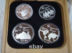 1976 Canada Montreal Olympic Silver Proof Coin Set 4 Piece Box & COA OGP