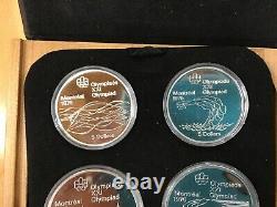 1976 Canada Montreal Olympics Series 5 Silver Proof Set 4 Coins with Case E9303