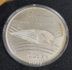 1976 Canada Montreal Olympics Silver Proof Set 4 Coins w / COA & Leather Case