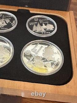 1976 Canada Olympic Games Complete 28 Silver Proof Coin Set w Display Stand