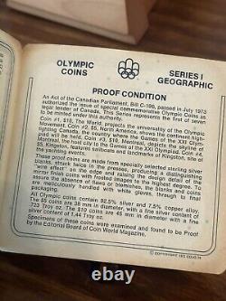 1976 Canada Olympic Games Complete 28 Silver Proof Coin Set w Display Stand