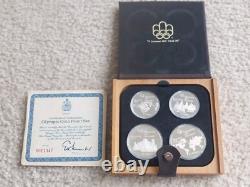 1976 Canada Olympics 4 Piece Silver Proof Coin Set With Case COA 4.4 oz ASW