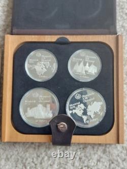1976 Canada Olympics 4 Piece Silver Proof Coin Set With Case COA 4.4 oz ASW