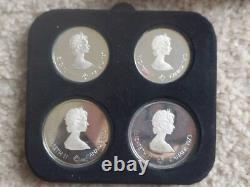 1976 Canada Olympics 4 Piece Silver Proof Coin Set With Case COA 4.4 oz ASW
