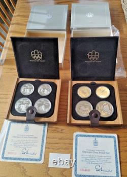 1976 Canada Olympics Silver Proof 4 Coin Set Box & COA -2 sets- 8 coins 8.6 ASW