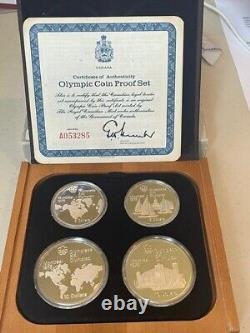 1976 Canadian Mint Montreal Olympic 4 Coin Silver Proof Set withBox & COA