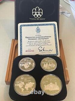 1976 Canadian Mint Montreal Olympic 4 Coin Silver Proof Set withBox & COA