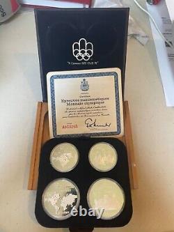 1976 Canadian Mint Montreal Olympic 4 Coin Silver Proof Set withBox & COA